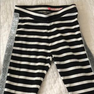 Striped leggings with tuxedo glitter stripe